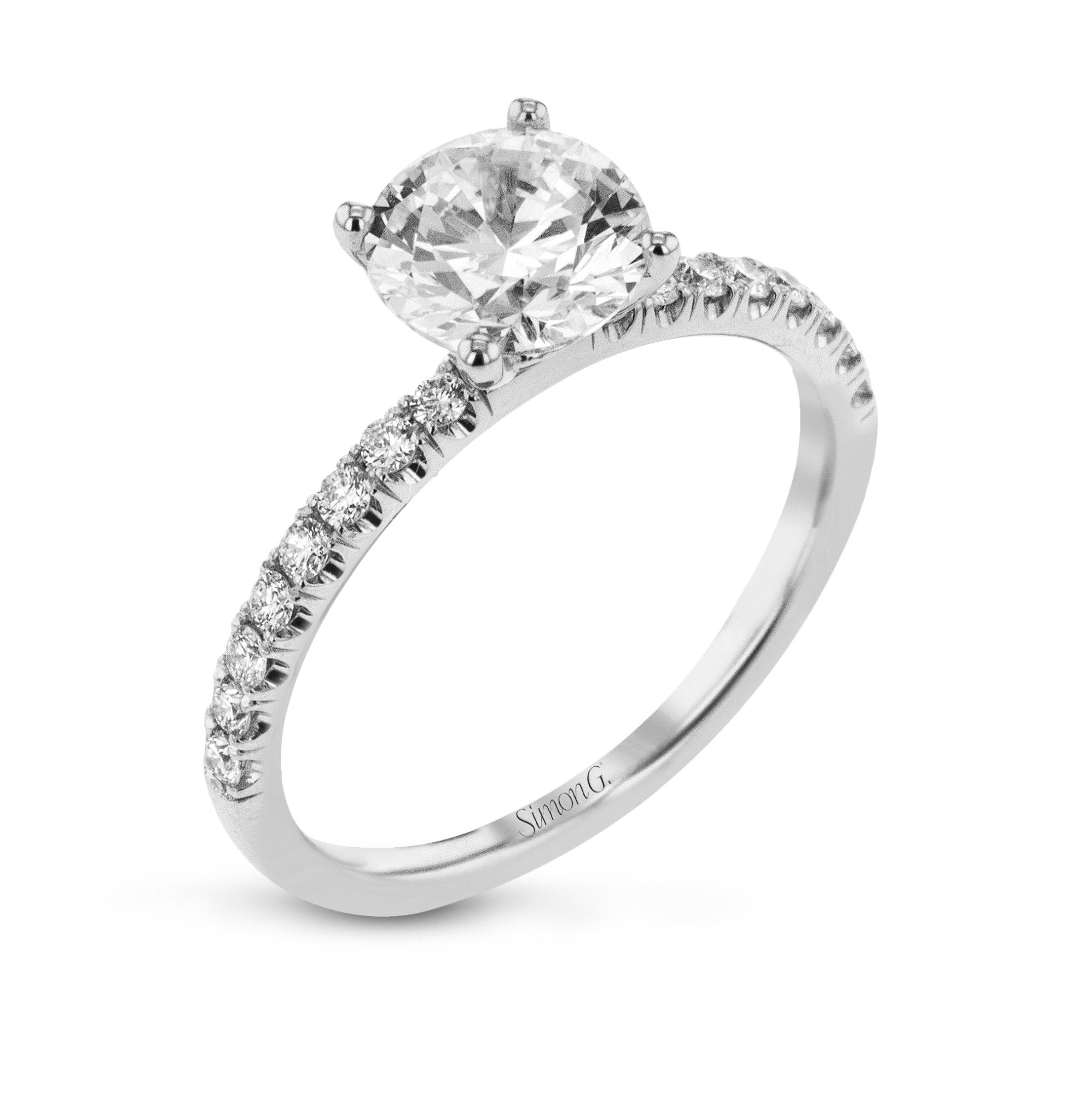 Round - Cut Engagement Ring In 18k Gold With Diamonds - Simon G. Jewelry