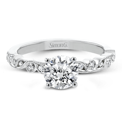 Round - cut Engagement Ring & Matching Wedding Band in 18k Gold with Diamonds - Simon G. Jewelry