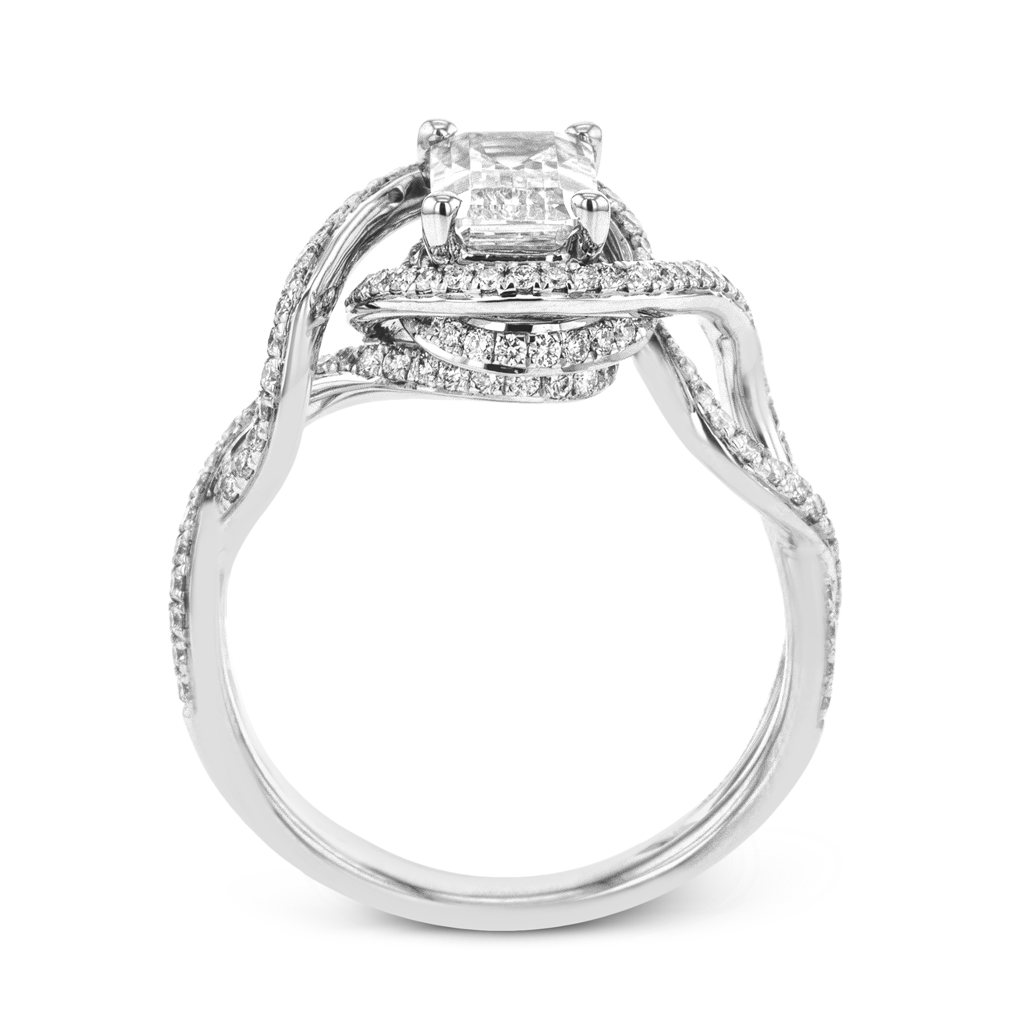 Emerald - Cut Criss - Cross Engagement Ring In 18k Gold With Diamonds - Simon G. Jewelry