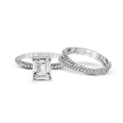 Emerald - cut Criss - cross Engagement Ring & Matching Wedding Band in 18k Gold with Diamonds - Simon G. Jewelry