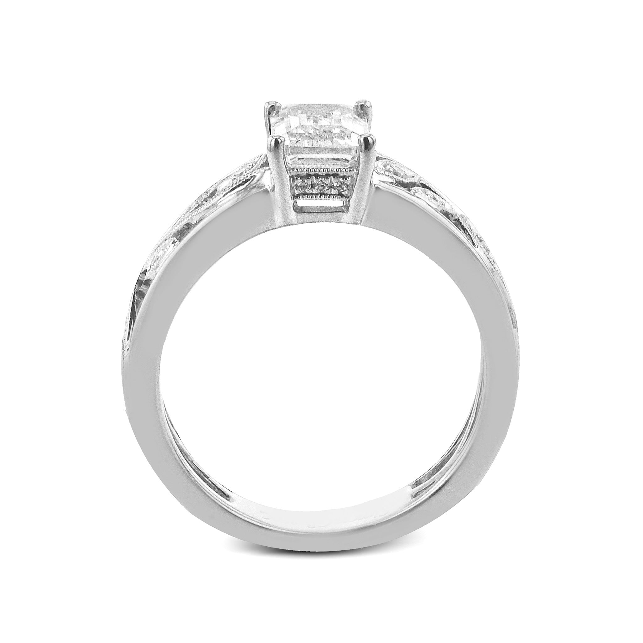 Emerald - Cut Engagement Ring In 18k Gold With Diamonds - Simon G. Jewelry