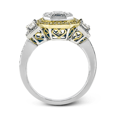 Emerald - cut Halo Engagement Ring in 18k Gold with Diamonds - Simon G. Jewelry