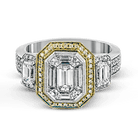 Emerald - cut Halo Engagement Ring in 18k Gold with Diamonds - Simon G. Jewelry
