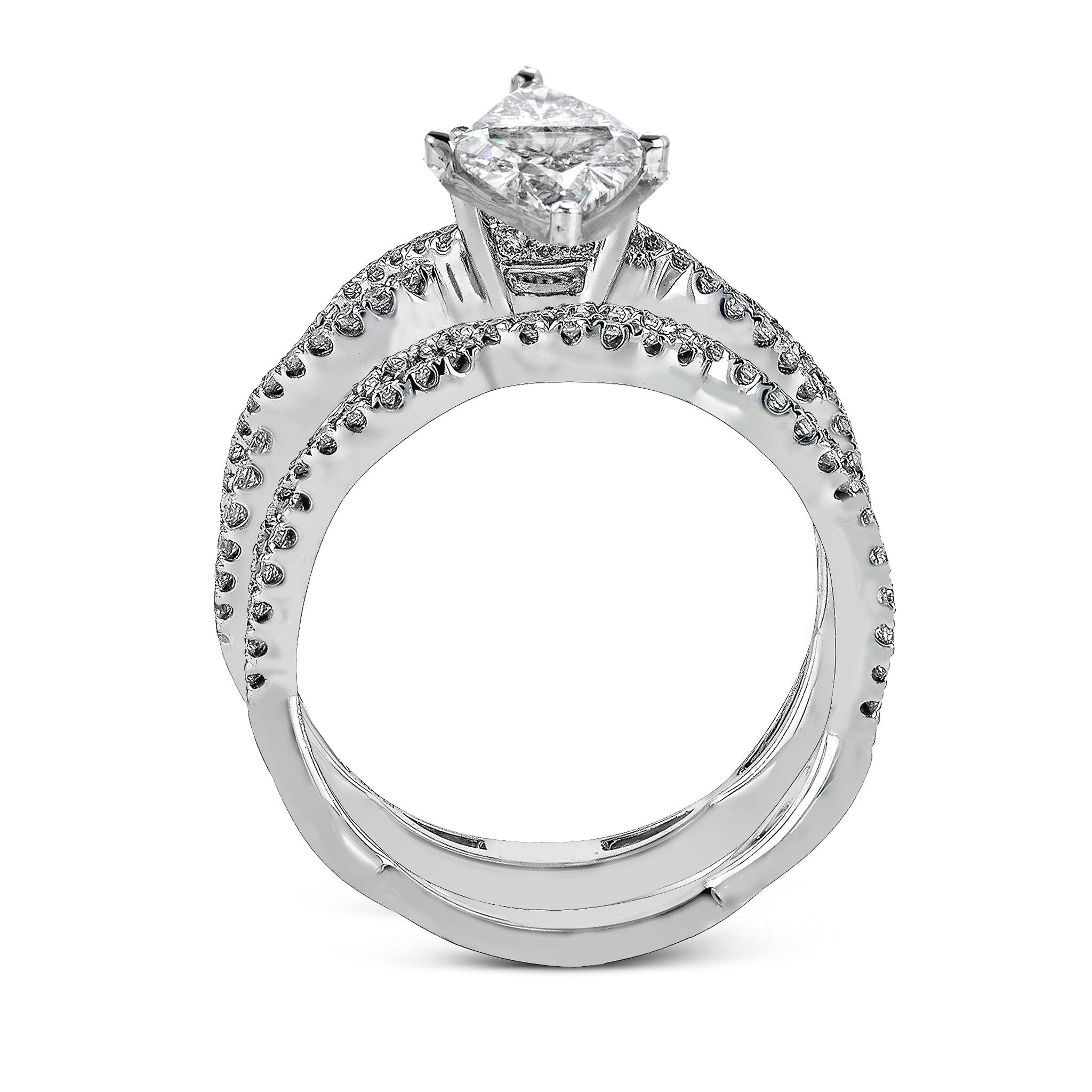 Marquise - cut Criss - cross Engagement Ring & Matching Wedding Band in 18k Gold with Diamonds - Simon G. Jewelry