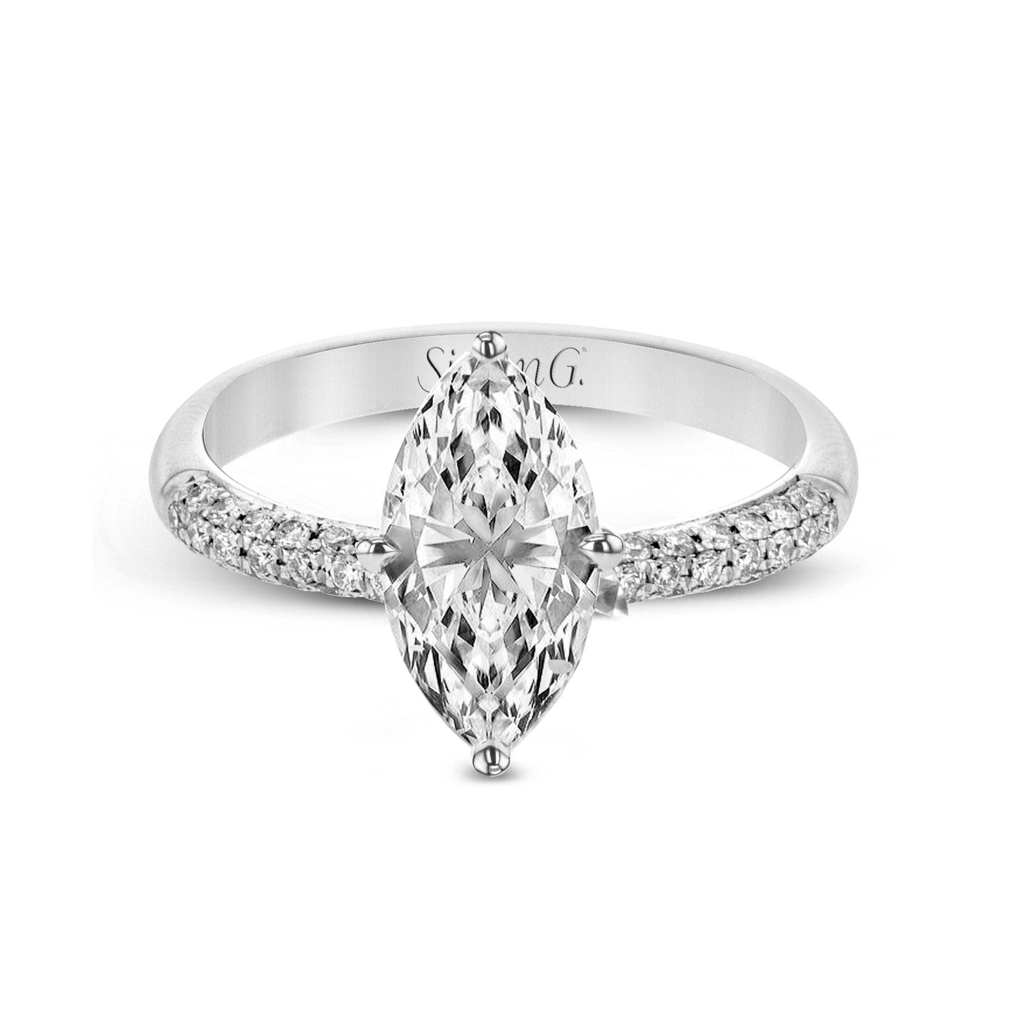 Marquise - cut Engagement Ring & Matching Wedding Band in 18k Gold with Diamonds - Simon G. Jewelry