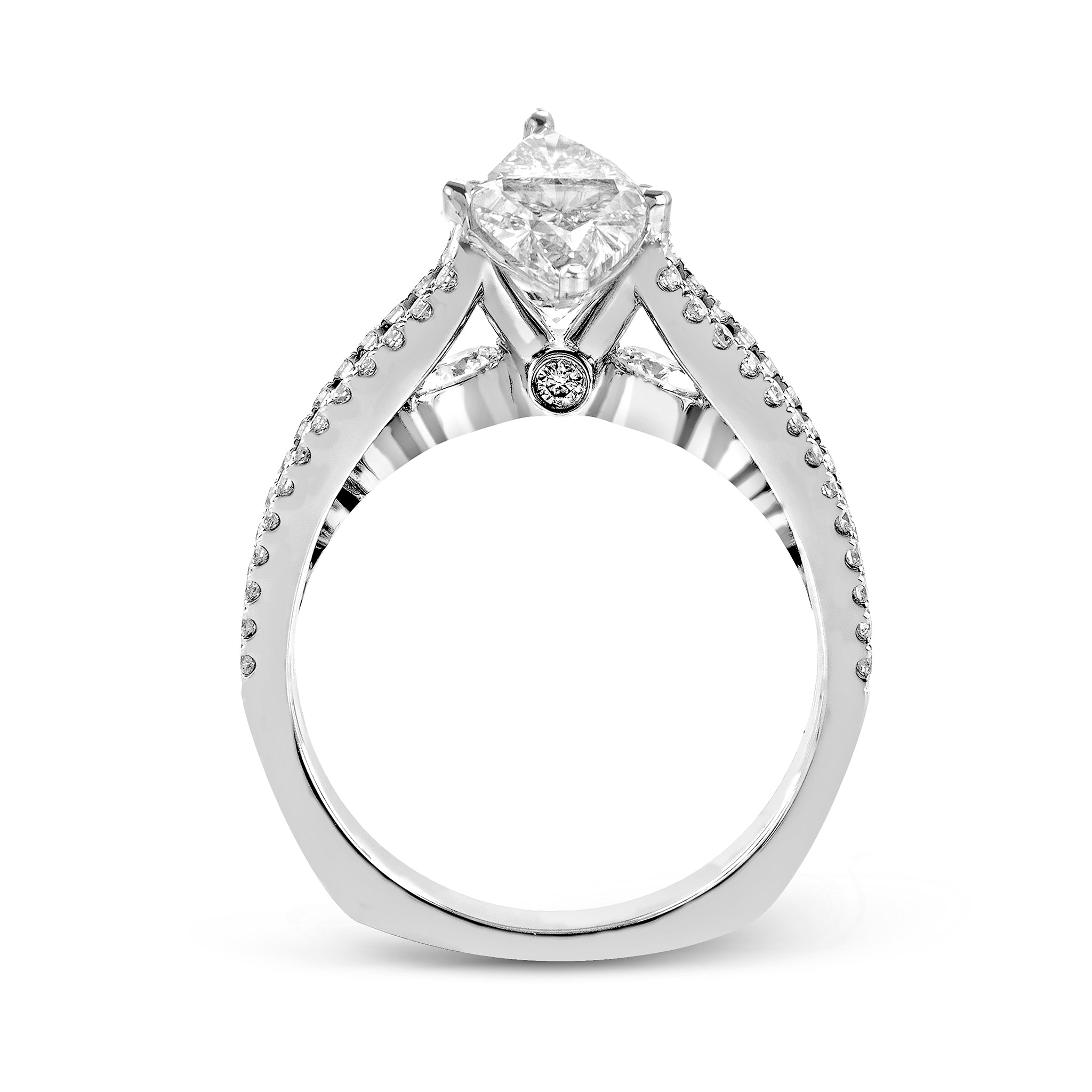 Marquise - Cut Split - Shank Engagement Ring In 18k Gold With Diamonds - Simon G. Jewelry