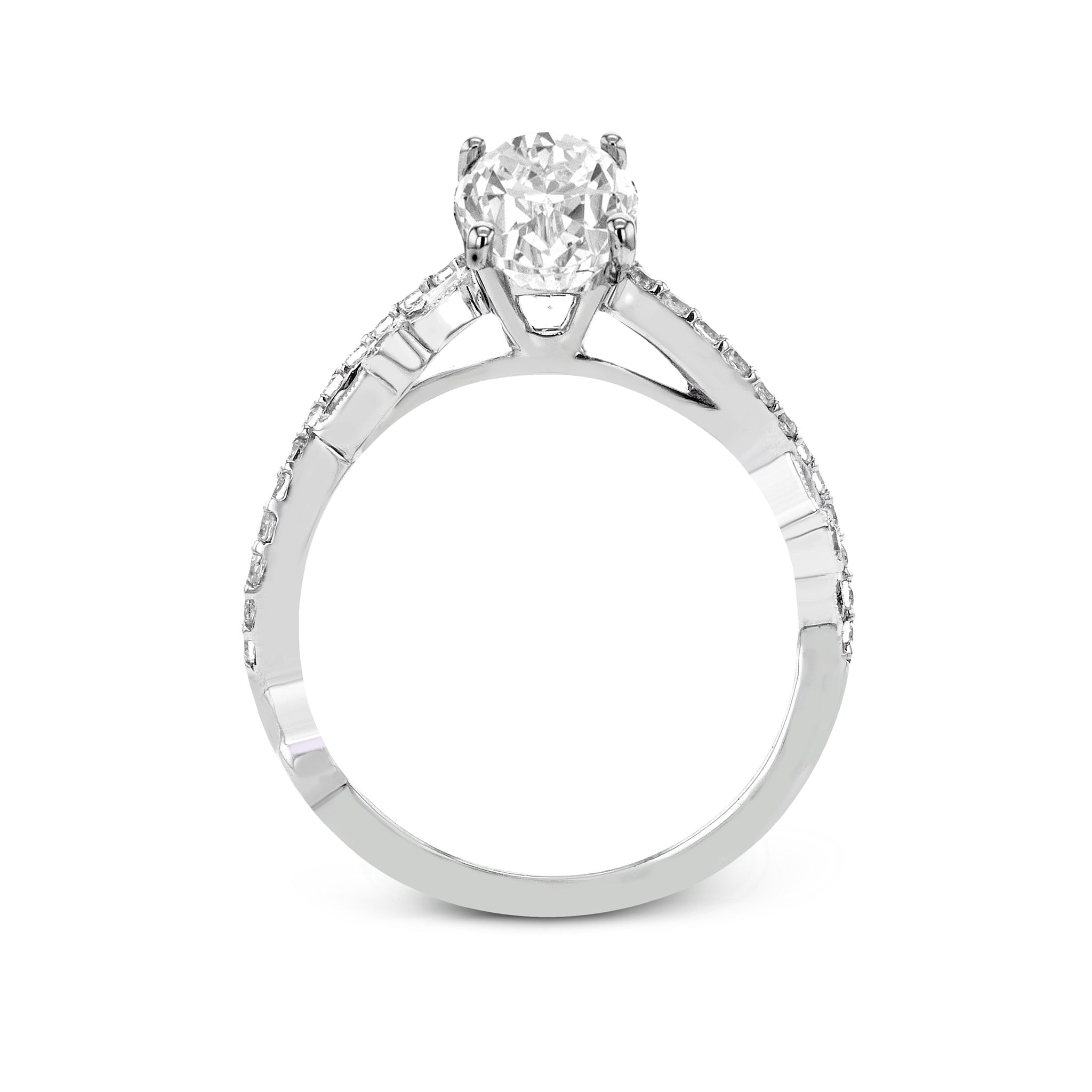 Oval - Cut Criss - Cross Engagement Ring In 18k Gold With Diamonds - Simon G. Jewelry