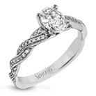 Oval - cut Criss - cross Engagement Ring in 18k Gold with Diamonds - Simon G. Jewelry