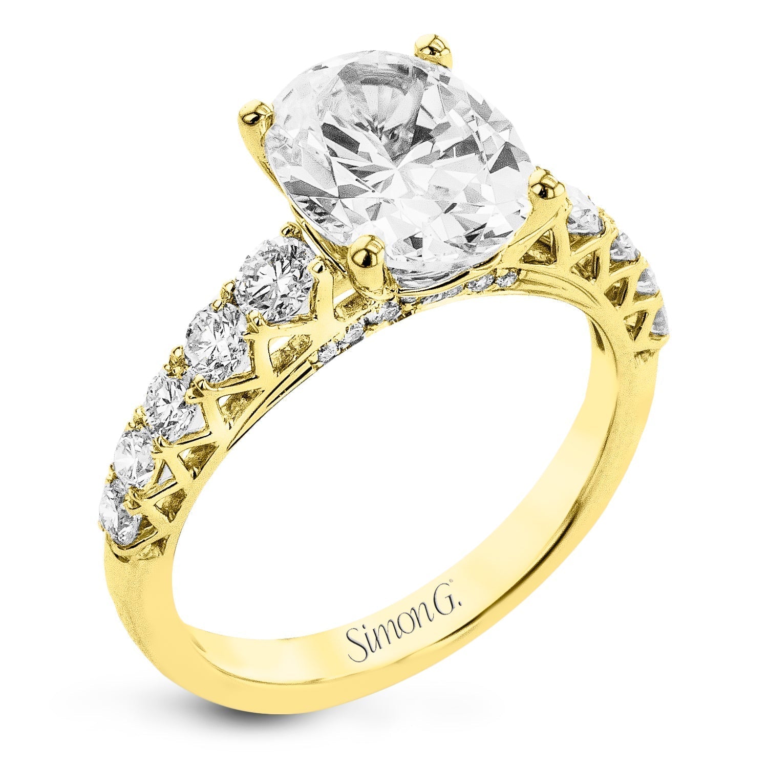 Oval - cut Engagement Ring in 18k Gold with Diamonds - Simon G. Jewelry