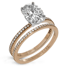 Oval - cut Engagement Ring & Matching Wedding Band in 18k Gold with Diamonds - Simon G. Jewelry
