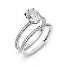 Oval - cut Engagement Ring & Matching Wedding Band in 18k Gold with Diamonds - Simon G. Jewelry