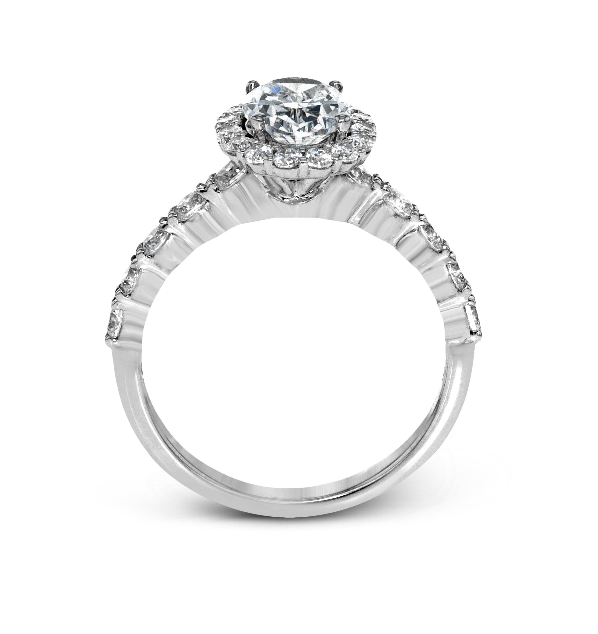 Oval - Cut Halo Engagement Ring In 18k Gold With Diamonds - Simon G. Jewelry