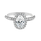 Oval - cut Halo Engagement Ring & Matching Wedding Band in 18K Gold with Diamonds - Simon G. Jewelry