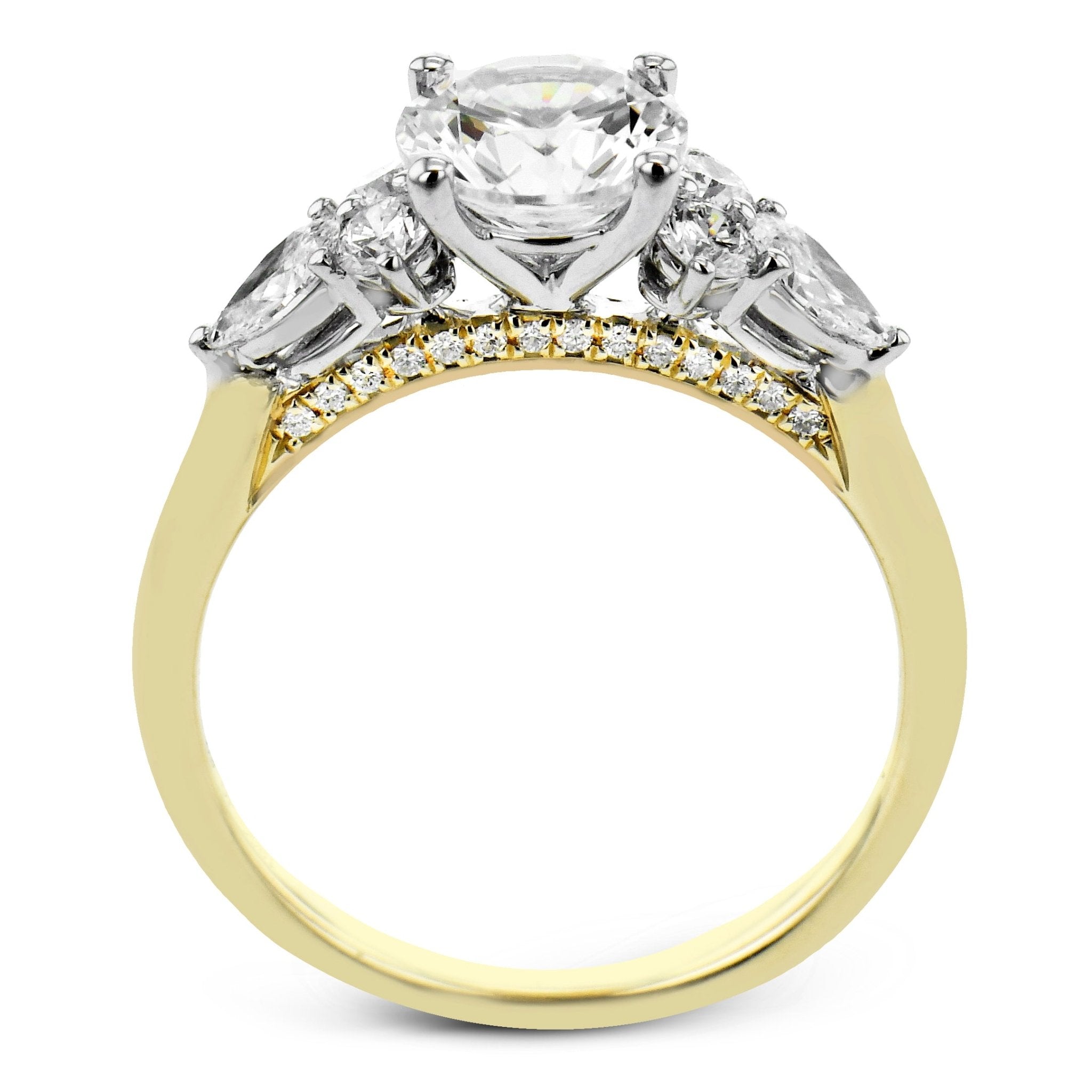Oval - Cut Three - Stone Engagement Ring In 18k Gold With Diamonds - Simon G. Jewelry