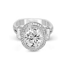 Oval - Cut Three - Stone Halo Engagement Ring In 18k Gold With Diamonds - Simon G. Jewelry