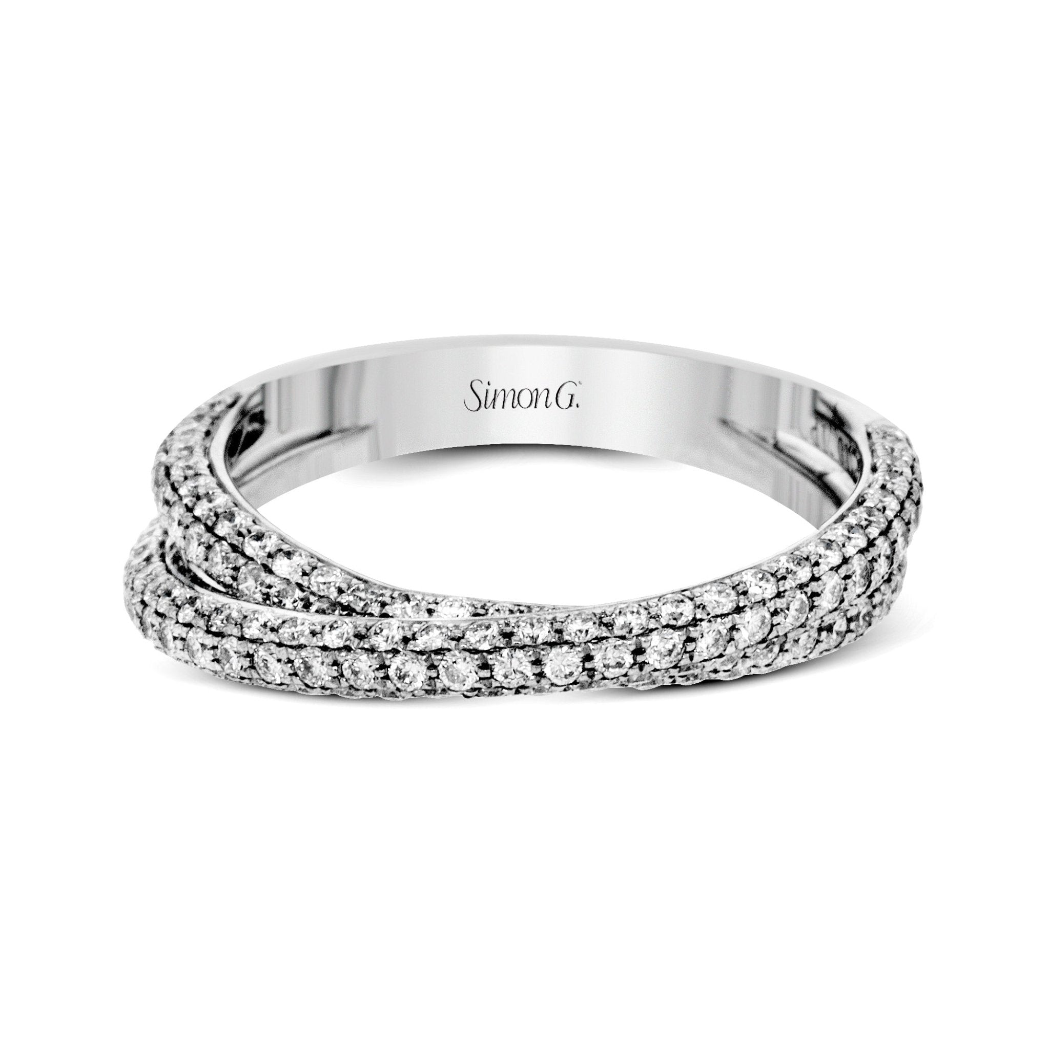 Pear - cut Criss - cross Engagement Ring & Matching Wedding Band in 18k Gold with Diamonds - Simon G. Jewelry
