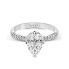 Pear - cut Engagement Ring & Matching Wedding Band in 18k Gold with Diamonds - Simon G. Jewelry