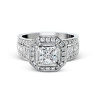 Princess - cut Halo Engagement Ring in 18k Gold with Diamonds - Simon G. Jewelry