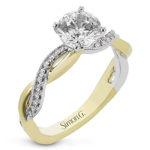 Round - Cut Criss - Cross Engagement Ring In 18k Gold With Diamonds - Simon G. Jewelry