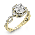 Round - Cut Criss - Cross Engagement Ring In 18k Gold With Diamonds - Simon G. Jewelry