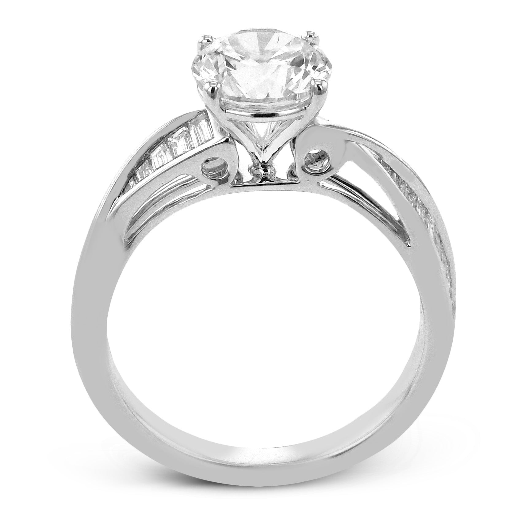 Round - Cut Criss - Cross Engagement Ring In 18k Gold With Diamonds - Simon G. Jewelry