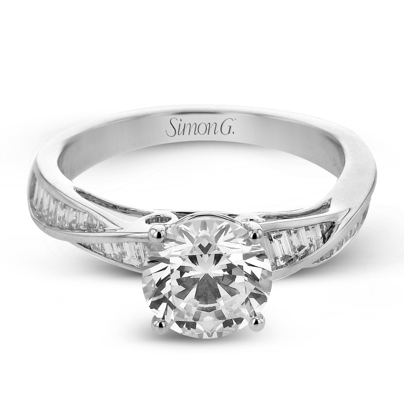 Round - Cut Criss - Cross Engagement Ring In 18k Gold With Diamonds - Simon G. Jewelry