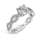 Round - cut Criss - cross Engagement Ring & Matching Wedding Band in 18K Gold with Diamonds - Simon G. Jewelry