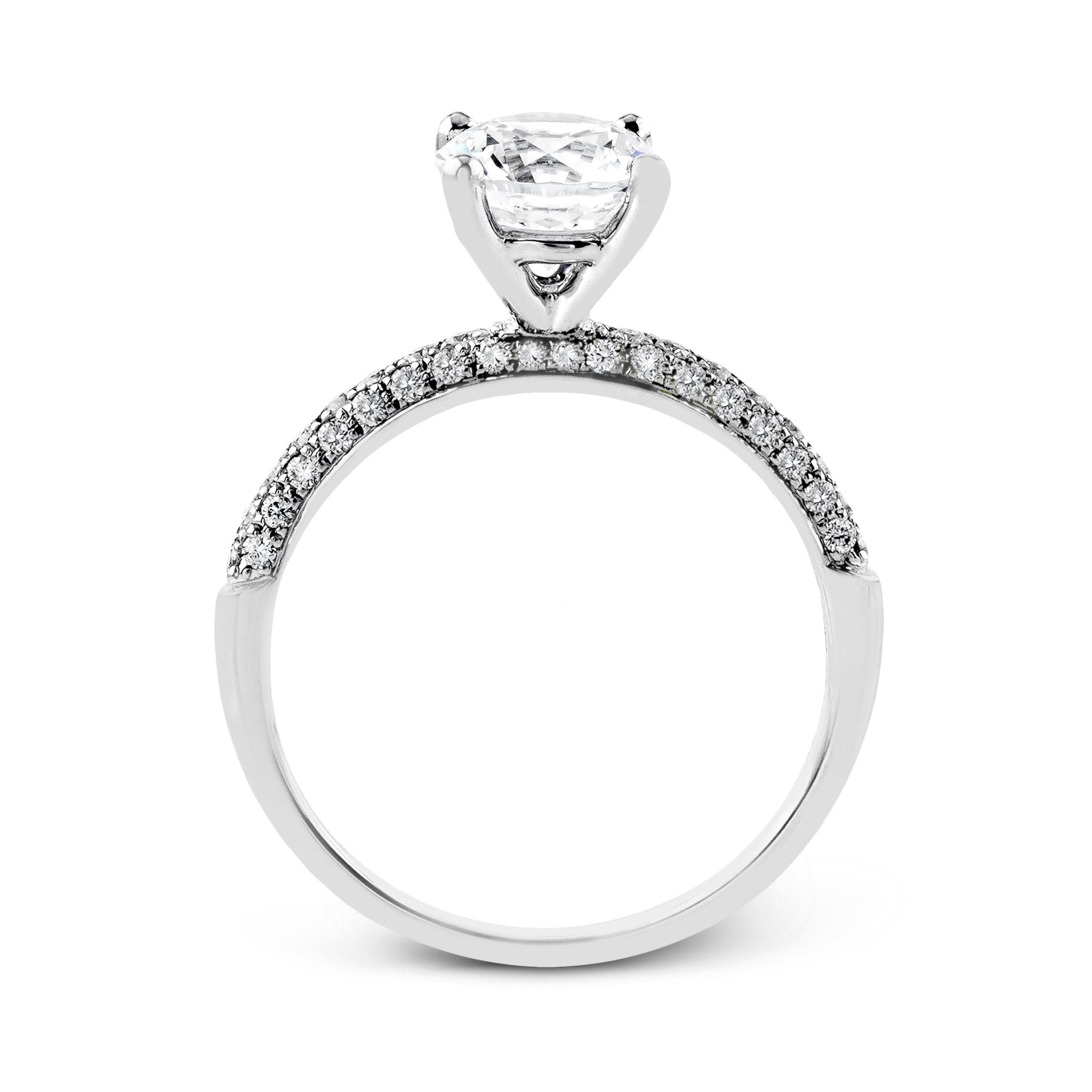 Round - cut Criss - cross Engagement Ring & Matching Wedding Set in 18k Gold with Diamonds - Simon G. Jewelry