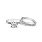 Round - cut Criss - cross Engagement Ring & Matching Wedding Set in 18k Gold with Diamonds - Simon G. Jewelry