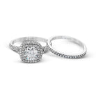 Round - cut Double - Halo Engagement Ring & Matching Wedding Band in 18k Gold with Diamonds - Simon G. Jewelry