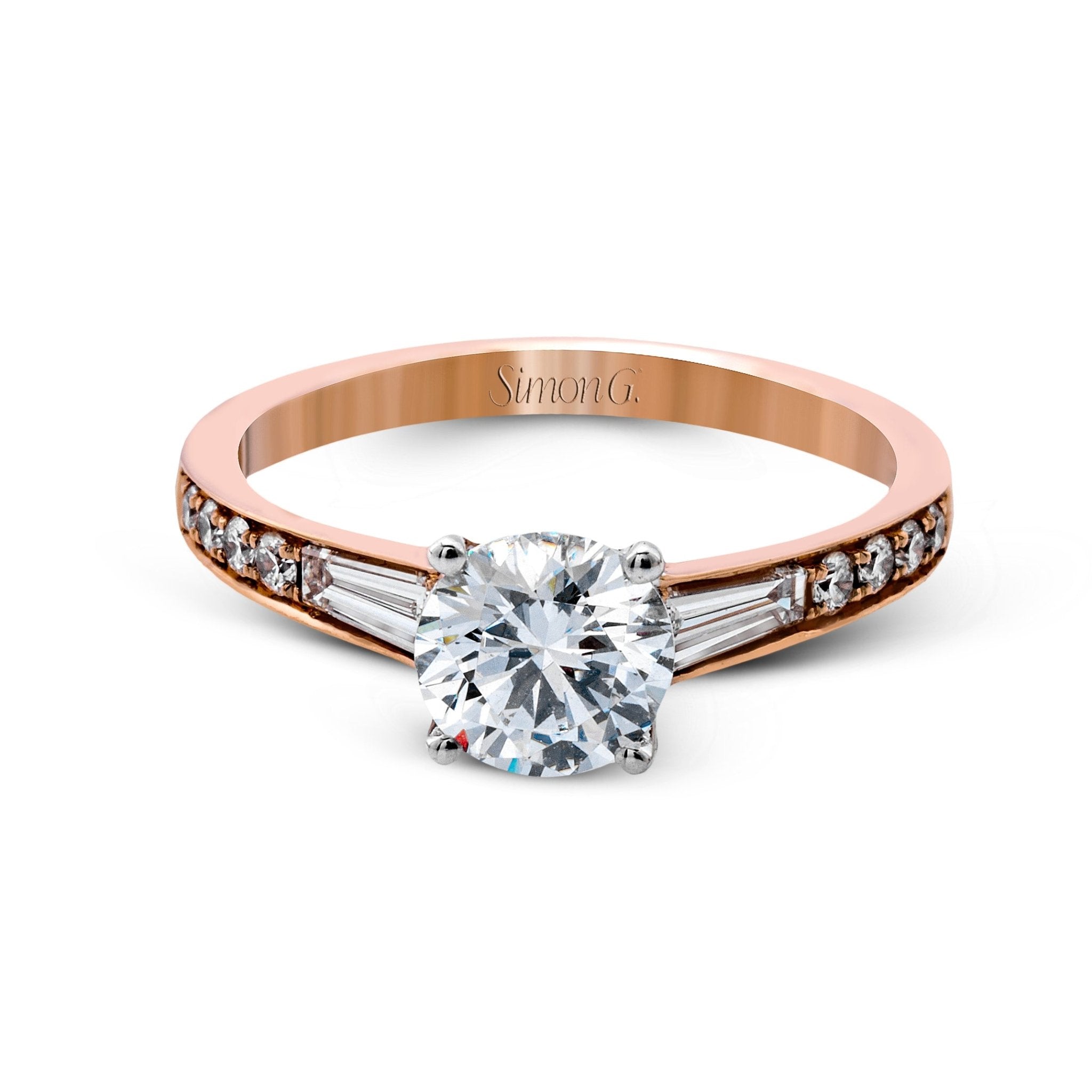 Round - cut Engagement Ring 18k Gold with Diamonds - Simon G. Jewelry