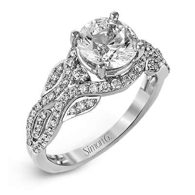 Round - cut Engagement Ring in 18k Gold with Diamonds - Simon G. Jewelry
