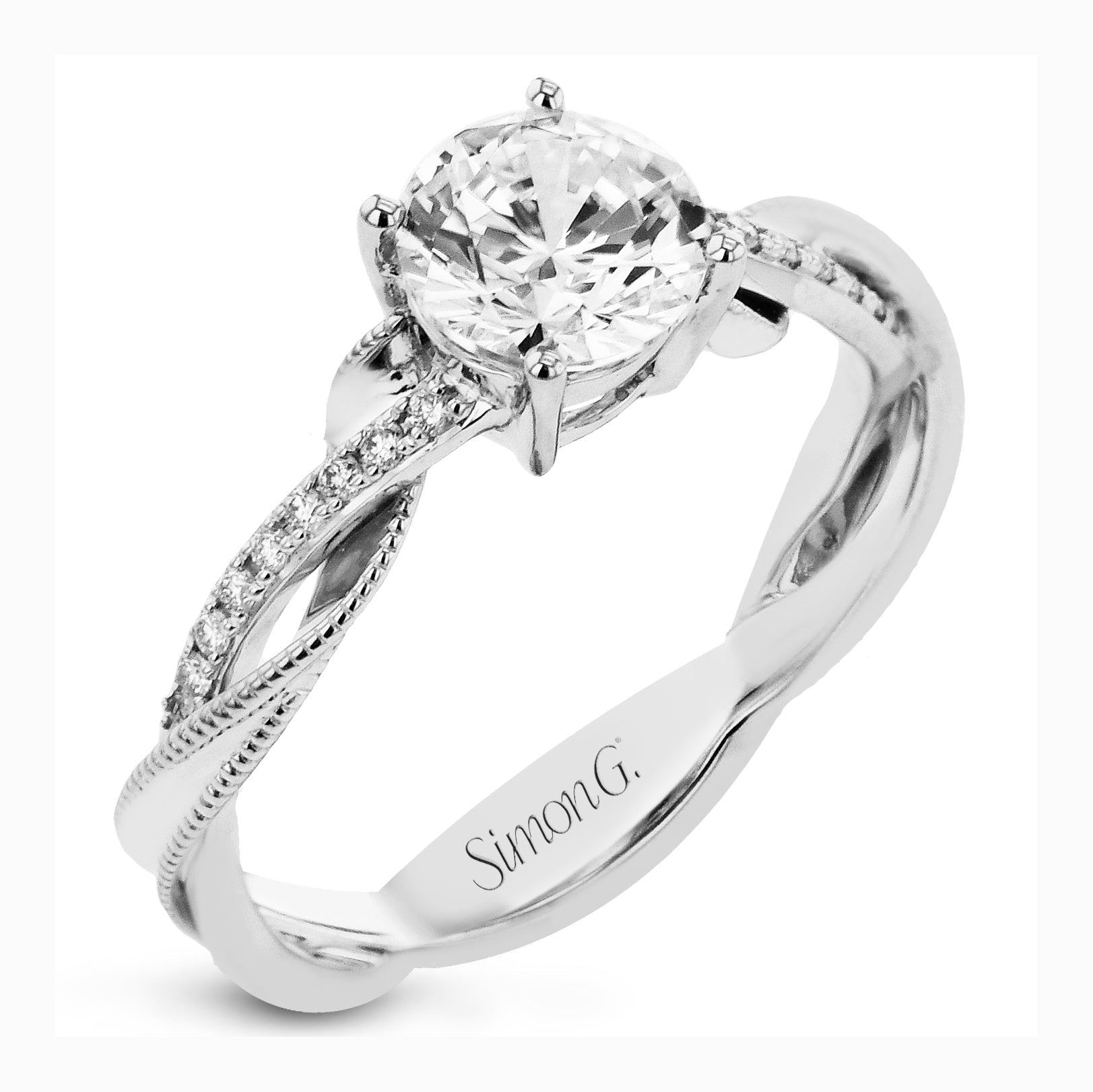 Round - cut Engagement Ring in 18k Gold with Diamonds - Simon G. Jewelry