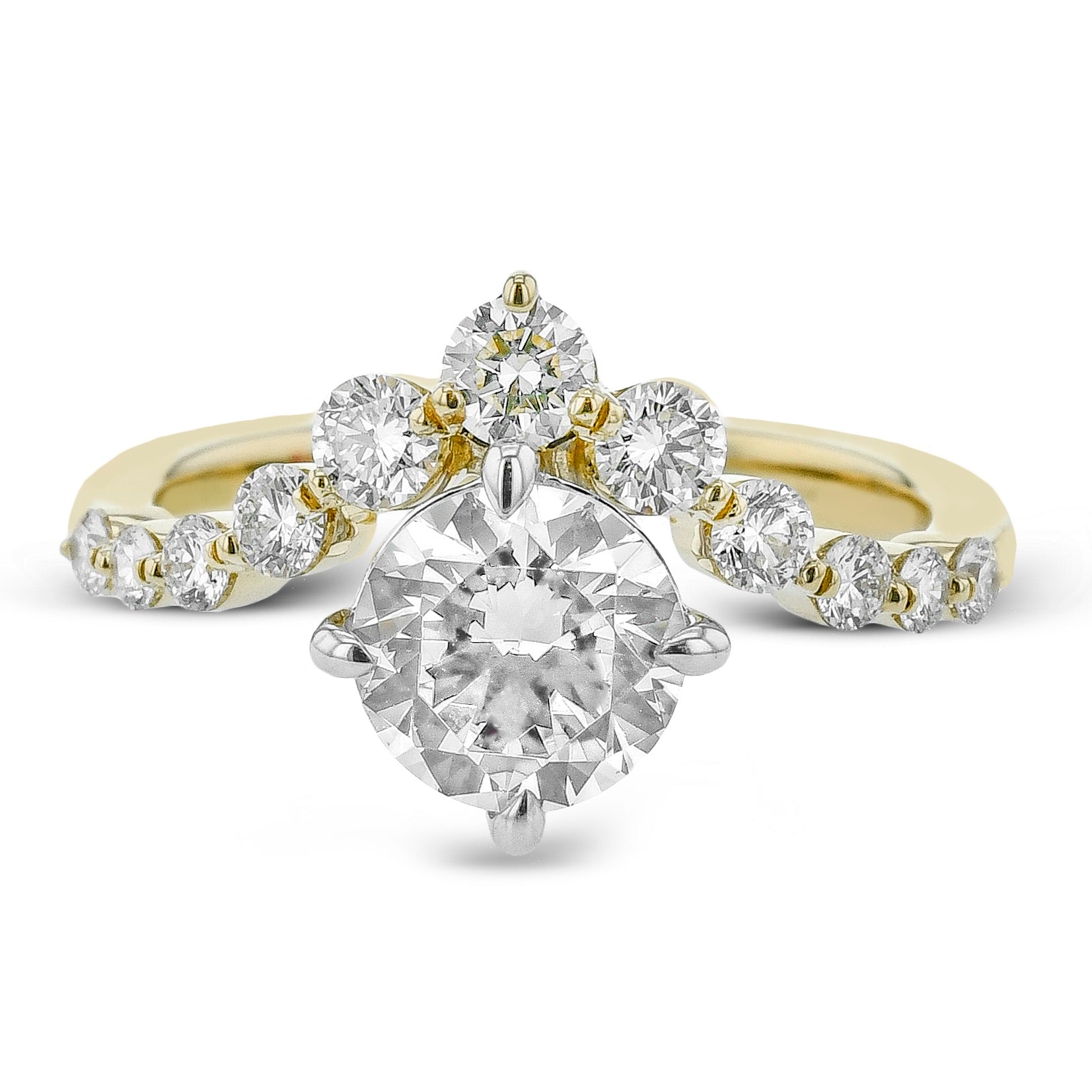Round - cut Engagement Ring in 18k Gold with Diamonds - Simon G. Jewelry