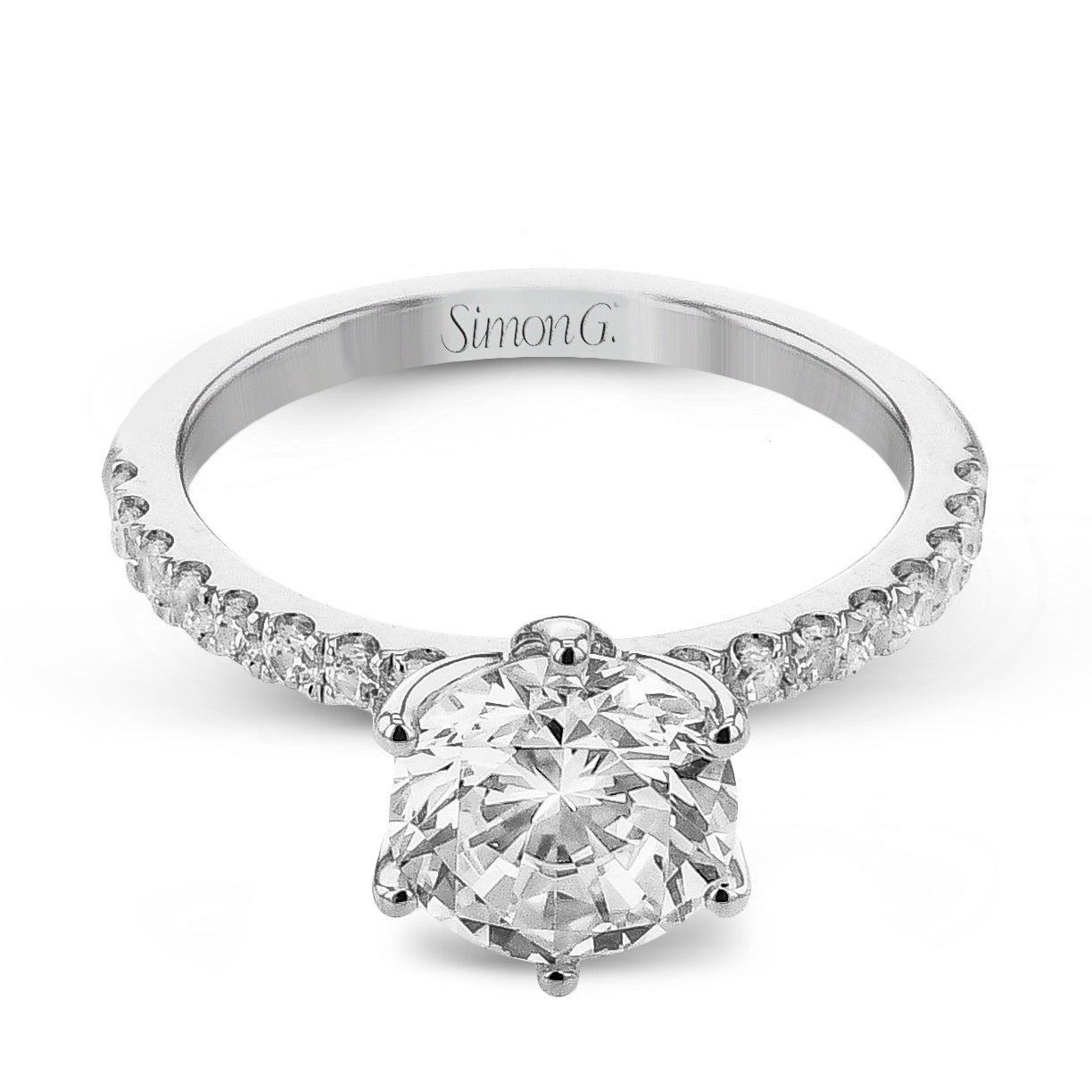 Round - cut Engagement Ring in 18k Gold with Diamonds - Simon G. Jewelry