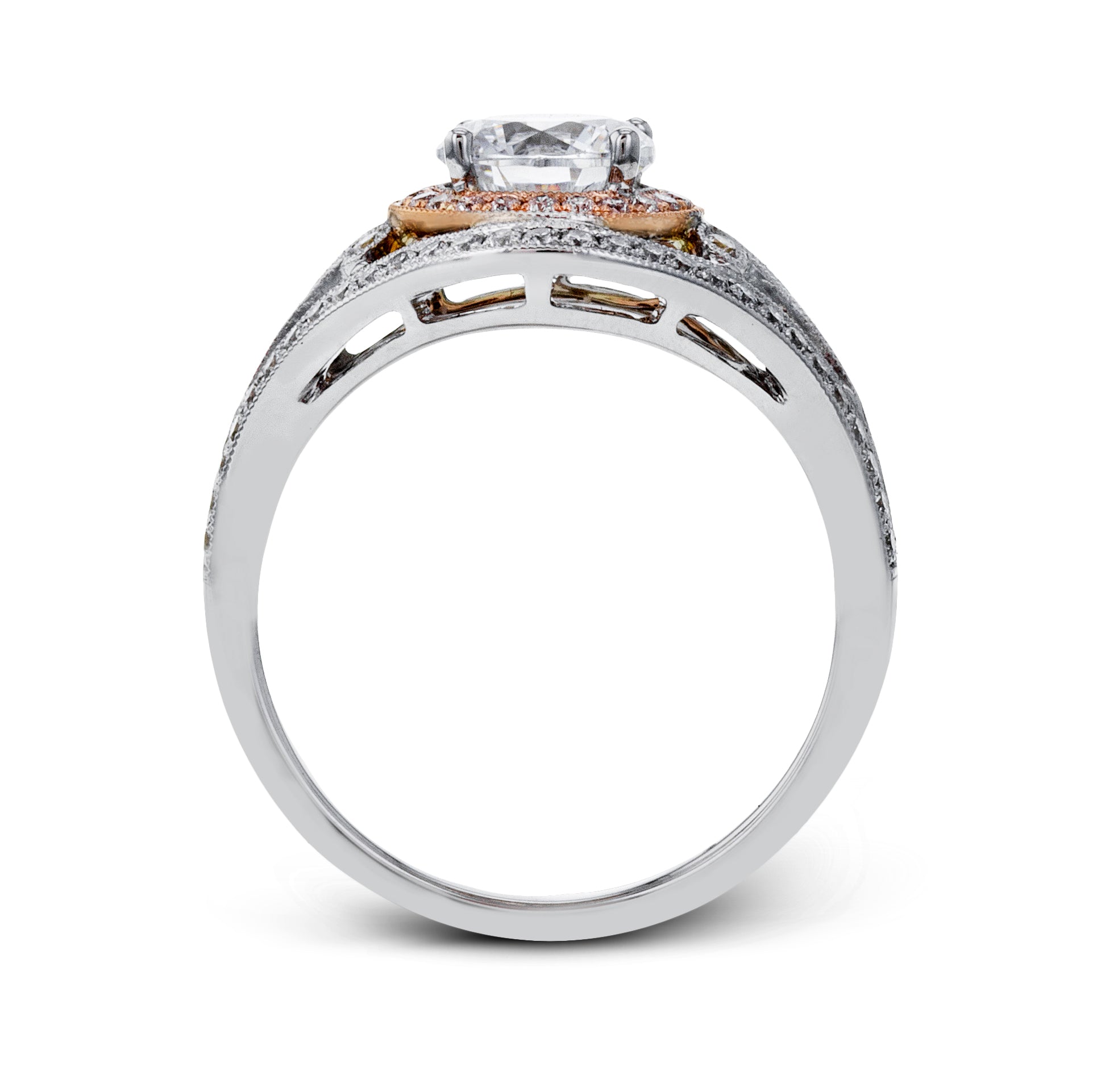 Round - cut Engagement Ring in 18k Gold with Diamonds - Simon G. Jewelry