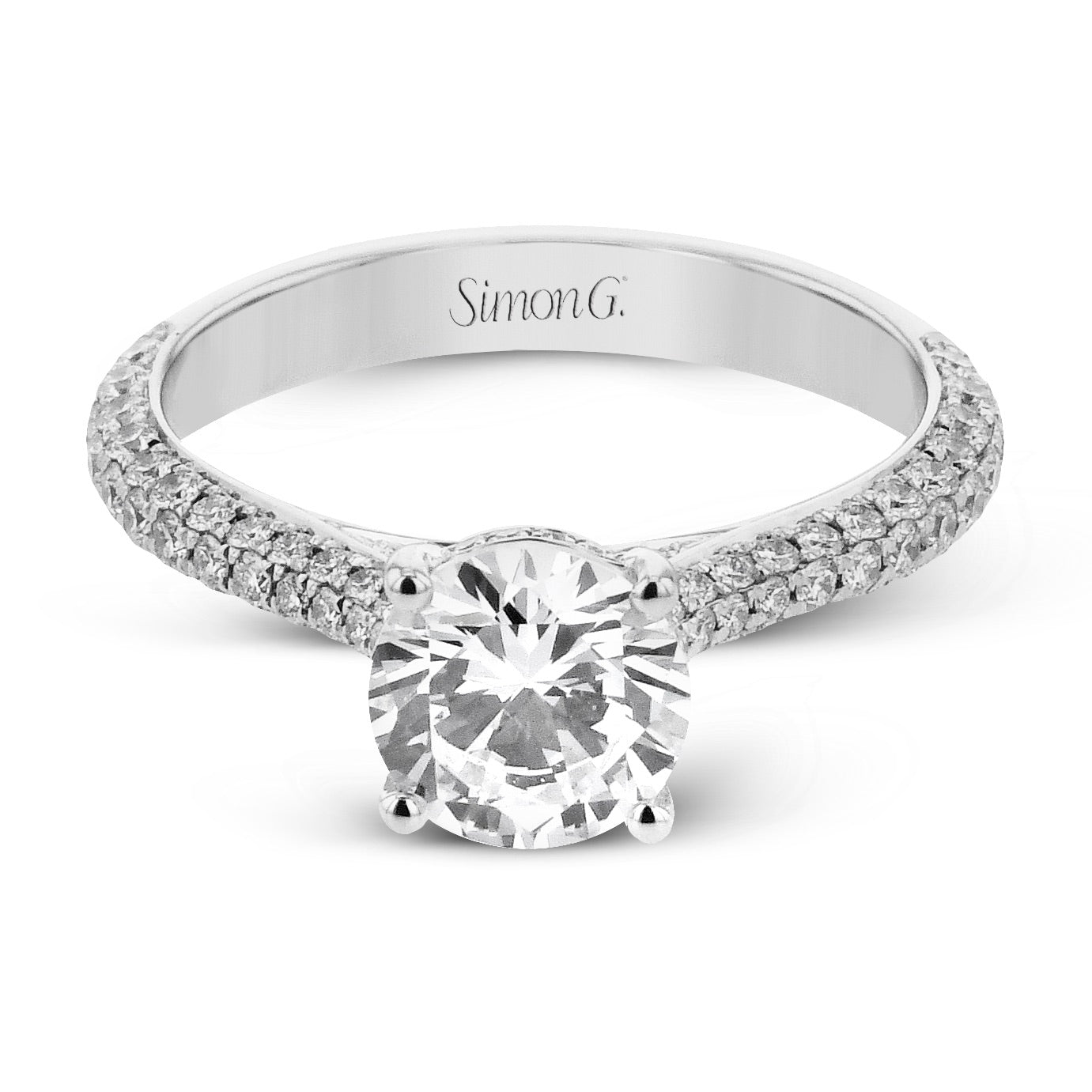 Round - Cut Engagement Ring in White Gold With Diamonds - Simon G. Jewelry