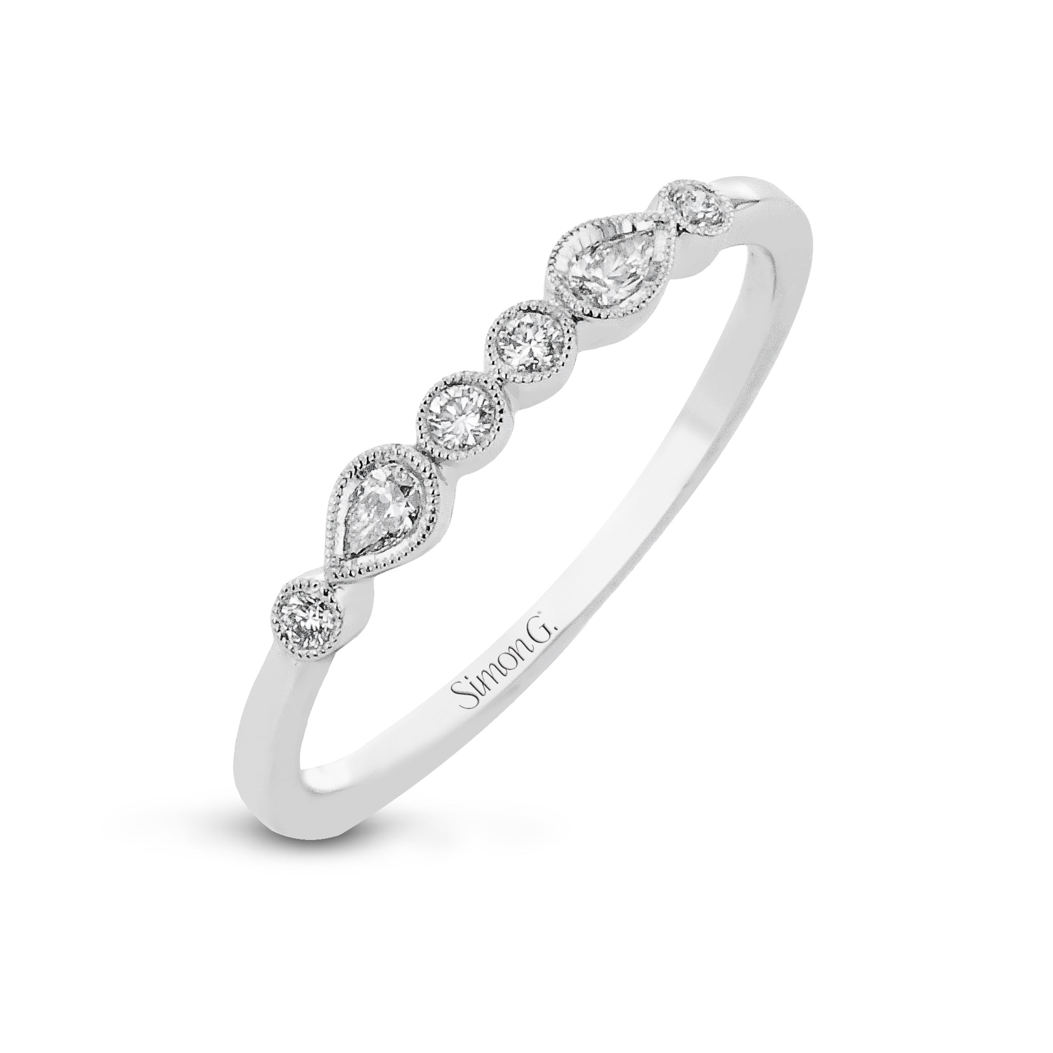 Round - cut Engagement Ring & Matching Wedding Band in 18k Gold with Diamonds - Simon G. Jewelry