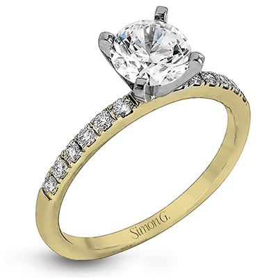 Round - cut Engagement Ring & Matching Wedding Band in 18k Gold with Diamonds - Simon G. Jewelry