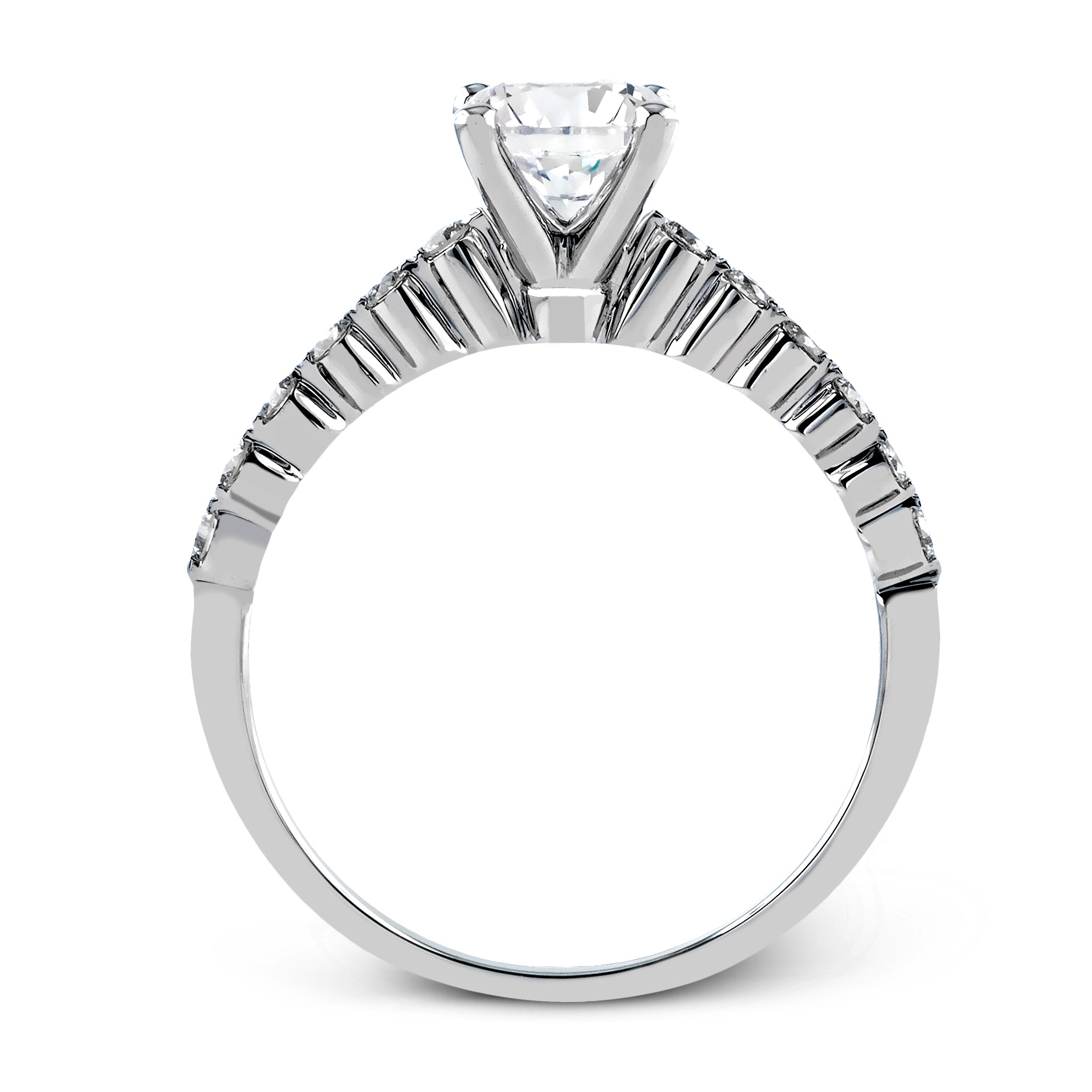 Round - cut Engagement Ring & Matching Wedding Band in 18k Gold with Diamonds - Simon G. Jewelry