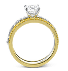 Round - cut Engagement Ring & Matching Wedding Band in 18k Gold with Diamonds - Simon G. Jewelry