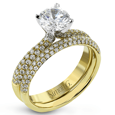 Round - cut Engagement Ring & Matching Wedding Band in 18K Gold with Diamonds - Simon G. Jewelry