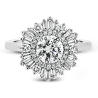 Round - cut Flower Halo Engagement Ring in 18k Gold with Diamonds - Simon G. Jewelry