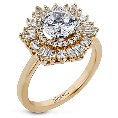 Round - cut Flower Halo Engagement Ring in 18k Gold with Diamonds - Simon G. Jewelry