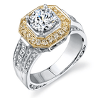 Round - cut Halo Engagement Ring in 18k Gold with Diamonds - Simon G. Jewelry