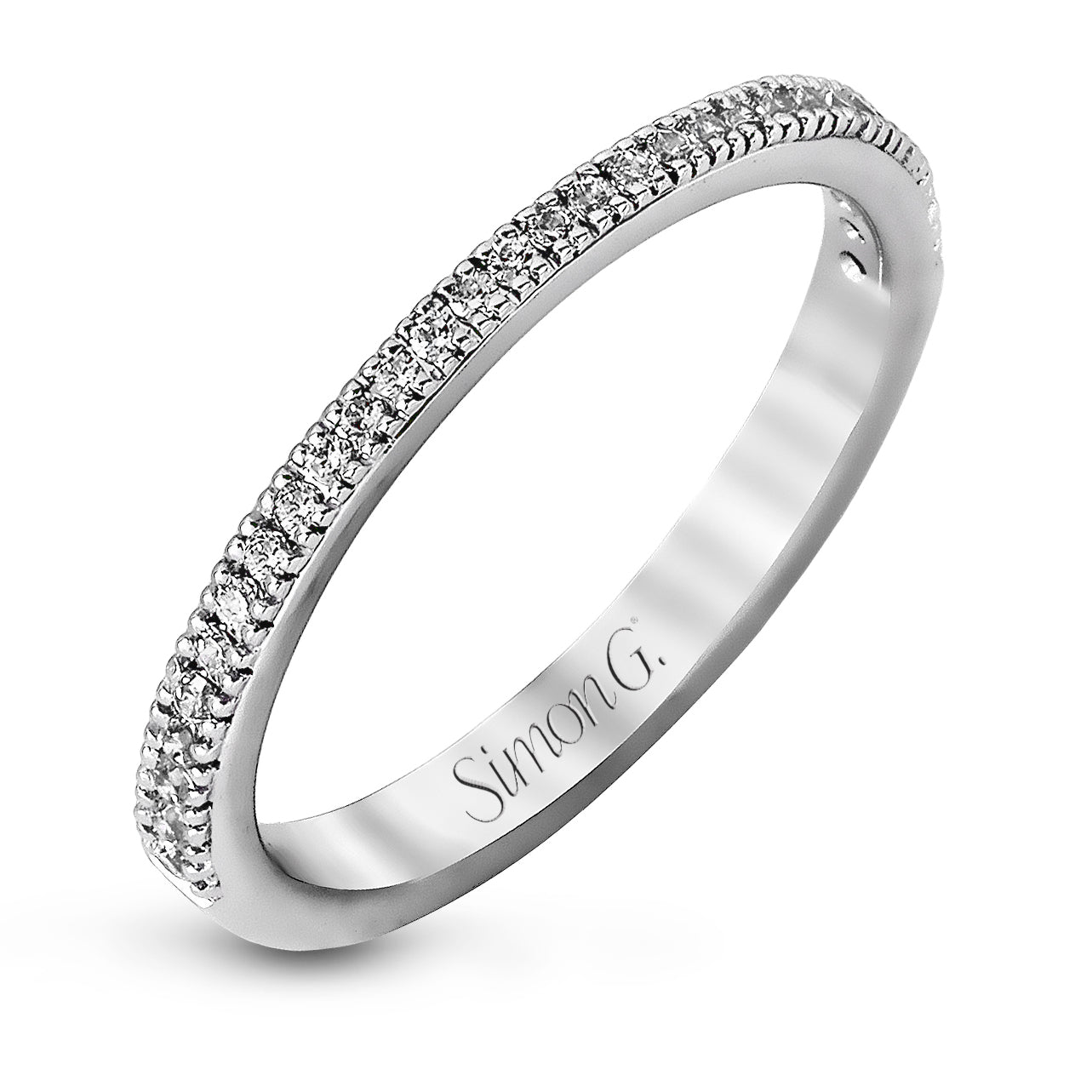 Round - cut Halo Engagement Ring & Matching Wedding Band in 18k Gold with Diamonds - Simon G. Jewelry
