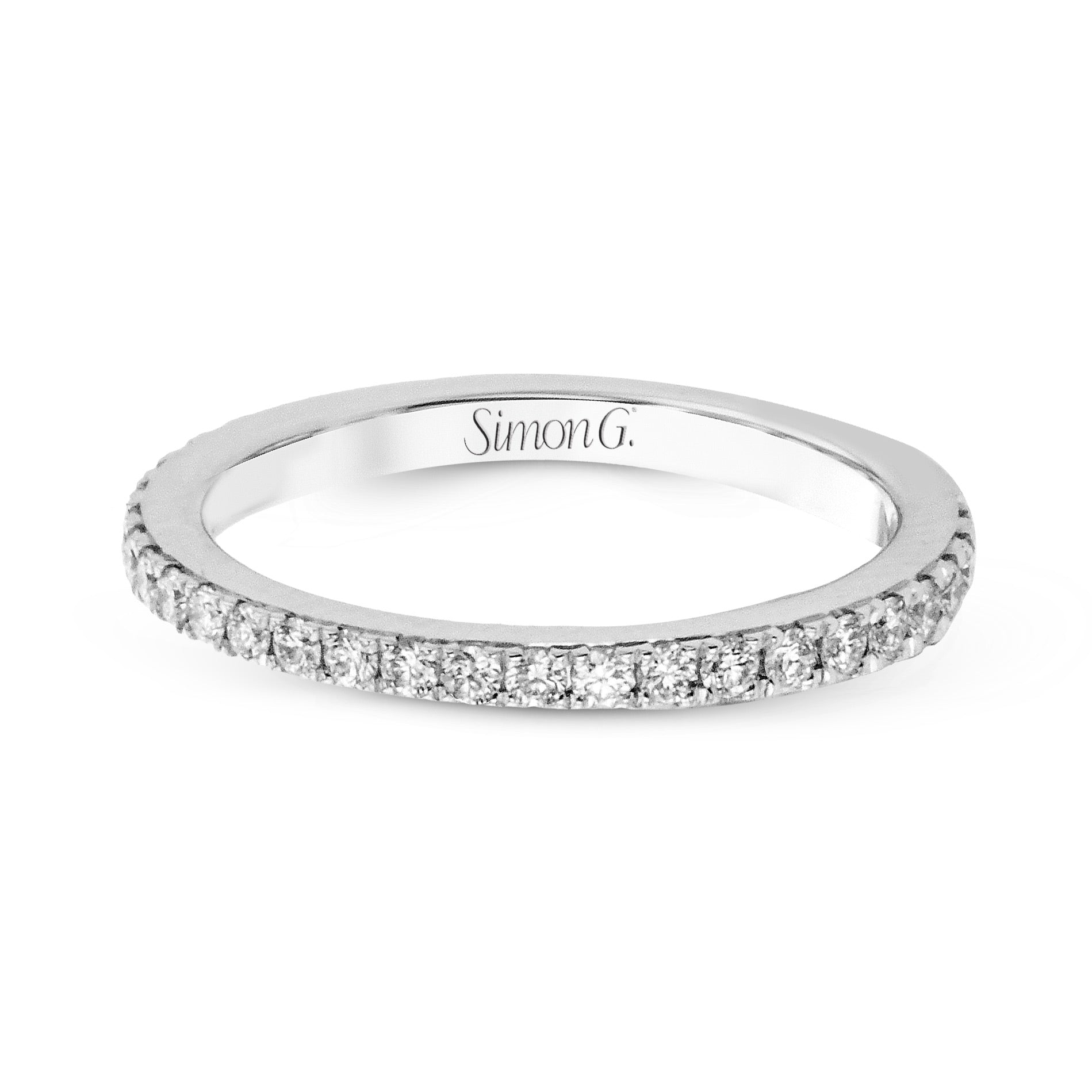 Round - cut Halo Engagement Ring & Matching Wedding Band in 18k Gold with Diamonds - Simon G. Jewelry
