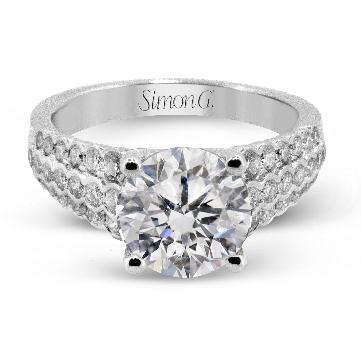 Round - cut Micro - bezel Engagement Ring in 18k Gold with Diamonds - Simon G. Jewelry
