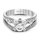 Round - Cut Split - Shank Engagement Ring In 18k Gold With Diamonds - Simon G. Jewelry
