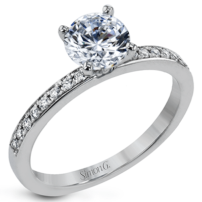 Round - cut Split - Shank Engagement Ring & Matching Wedding Band in 18k Gold with Diamonds - Simon G. Jewelry